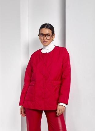 Модная женская куртка - лайнер с карманами красная xs, s