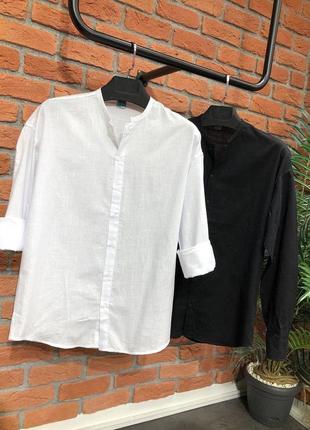 Мужская рубашка черная белая / классические базовые рубашки