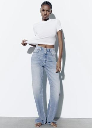 Прямі довгі джинси zara з високою посадкою/ wide leg/ full length