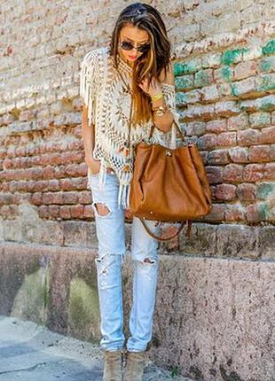 Топ bohо пляжный летний вязанный кремовый