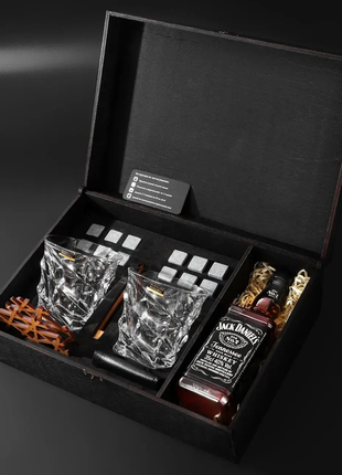 Подарочный набор для виски камни с бокалами bohemia сassablanca в чёрном цвете 300 мл1 фото