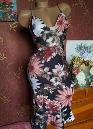 Платье миди с вырезами с цветочным принтом от boohoo1 фото