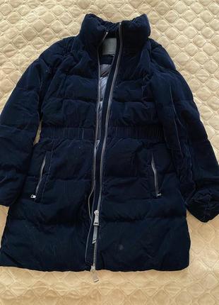 Massimo dutti, куртка зимова, оксамитова, темно синя хs-s