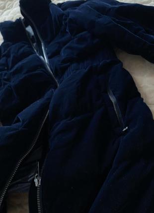 Massimo dutti, куртка зимова, оксамитова, темно синя хs-s4 фото