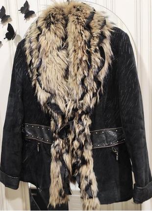 ❤️❤️❤️ шикарная куртка, дубленка натуральная кожа, натуральный мех
