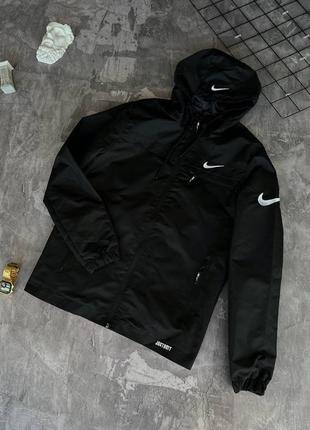 Чоловіча вітровка найк чорна / спортивні куртки від nike на осінь - весну6 фото