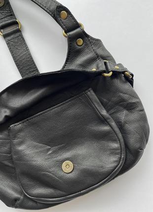 Маленькая сумка седло, черная, кожаная, кожаная3 фото