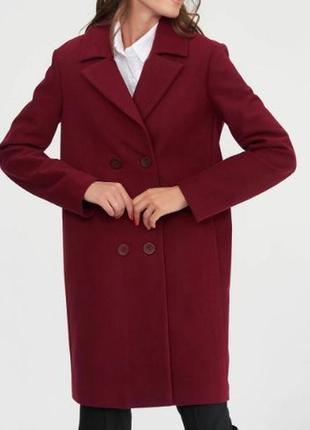 Прямое бордовое пальто french connection, р.m1 фото