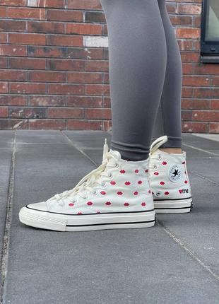 Кроссовки женские converse chuck 70 embroidered lips  white a01601c5 фото