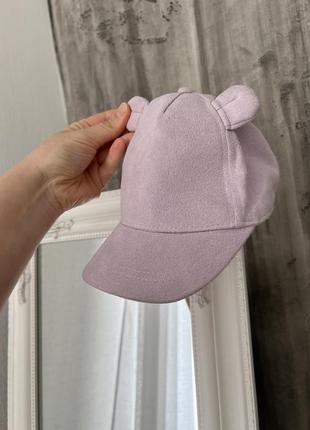 Сиреневая кепка для девчики 3-5р фиолетовая кепка для девочки с ушками кепка