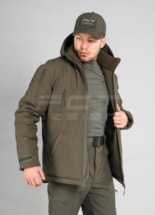 Куртка зимняя хантер софтшелл флис хаки5 фото