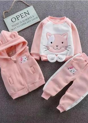 Теплый трикотажный костюм для девочки