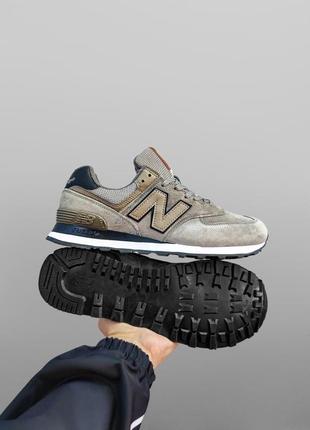 Мужские кроссовки new balance 574 замшевые хаки нью беланс весенние осенние (b)3 фото