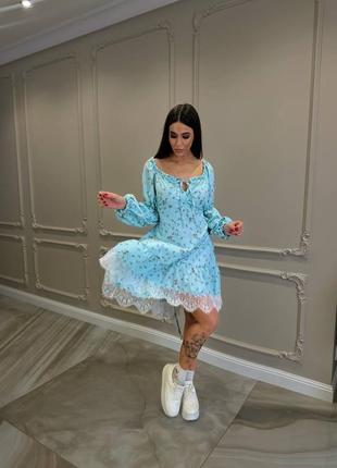 Платье с рюшем голубое 💙5 фото