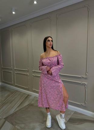 Платье миди розовое с имитацией корсета 💕