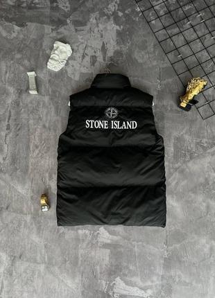 Чоловічий жилет stone island чорний без капюшона безрукавка стон айленд весняна осіння (b)5 фото