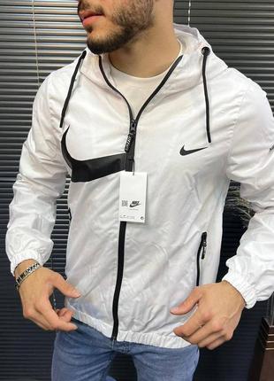 Мужская ветровка nike swoosh белая с капюшоном до 0*с куртка найк свуш весенняя осенняя (b)