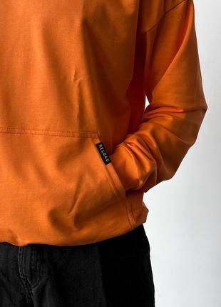 Мужское худи одонотонное оранжевое кофта мужская с капюшоном без молнии весенняя осенняя (b)4 фото