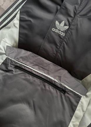 Мужской спортивный костюм adidas серый весенний осенний комплект адидас анорак + штаны демисезонный (b)9 фото