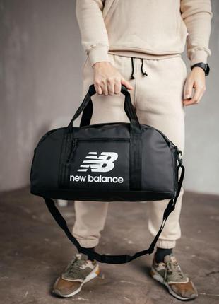 Дорожня сумка new balance шкіряна чорна для спортзалу сумка нью беланс для подорожей (b)