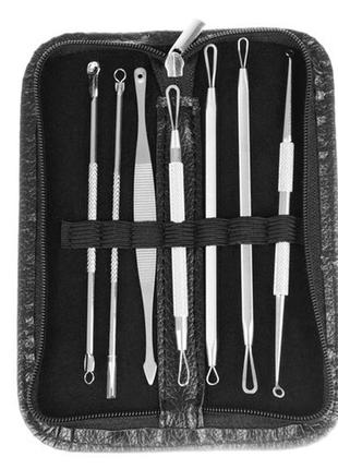 Набір для видалення вугрів (прищів) лопатка, ложка 7 елементів професійне очищення пор...