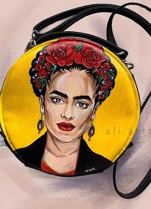 Шикарна сумка з ручним розписом фарбами малюнок не принт фріла кало яскрава