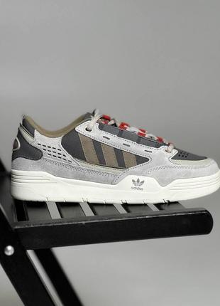 Мужские кроссовки adidas adi2000 кожаные серые с хаки адидас 2000 весенние осенние (b)