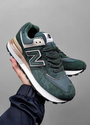 Мужские кроссовки new balance 574 замшевые зеленые нью беланс весенние осенние (b)4 фото