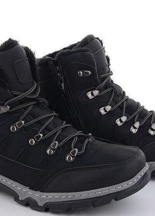 Ботинки зимние мужские baolikang черные искусственная кожа (40-45р) код 10112