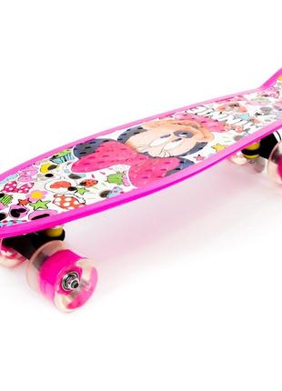 Скейтборд пенні борд minnie mouse рожевий зі світними колесами