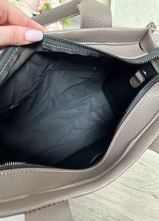 Женская стильная и качественная сумка из искусственной кожи капучино4 фото