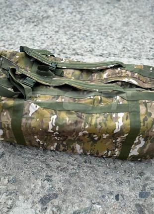 Сумка транспортная баул - рюкзак военный непромокаемый 110л мультикам4 фото