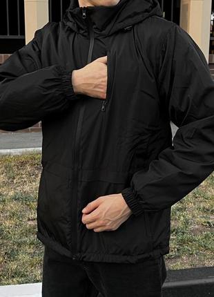 Мужская ветровка с капюшоном на молнии черная куртка осення весення (b)