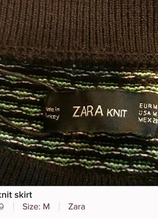 Zara knit черная зеленая белая вязаная мини-юбка3 фото