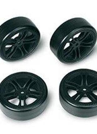 Team magic e4d drift car mounted tire 5 spoke black 4p
