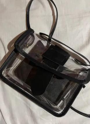 Прозора стильна сумочка клатч 2в1 через плече3 фото