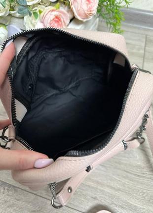 Женская стильная и качественная сумка из искусственной кожи пудра5 фото