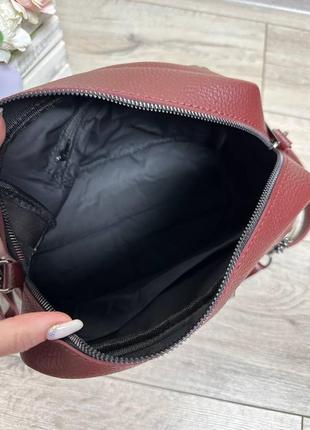 Женская стильная и качественная сумка из искусственной кожи бордо7 фото