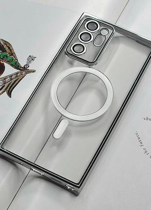 Чехол для samsung note 20 ultra. серебристый глянцевый цвет, с защитой камеры