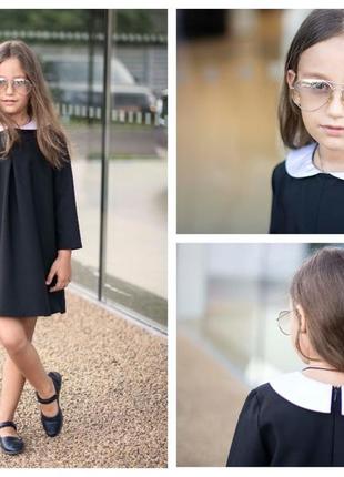Шкільне дитяче плаття 8 9 10 11 12 років синє чорне