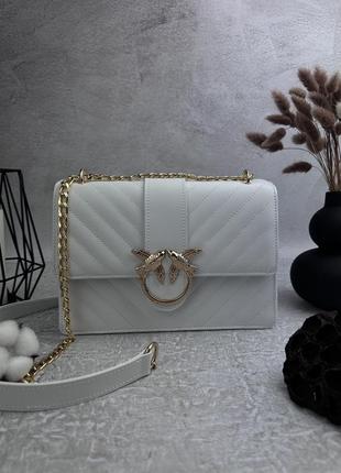 Женская сумка белая pinko white сумочка женская на цепочке в подарочной упаковке8 фото