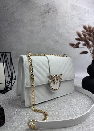 Женская сумка белая pinko white сумочка женская на цепочке в подарочной упаковке3 фото
