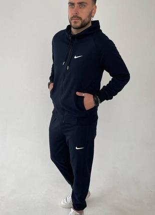 Чоловічий спортивний костюм nike синій весняний осінній на блискавці толстовка + штани найк (b)