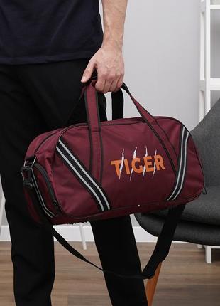Прочная бордовая сумка спортивная сумка tiger-1 дорожная сумка унисекс городская сумка на каждый день2 фото