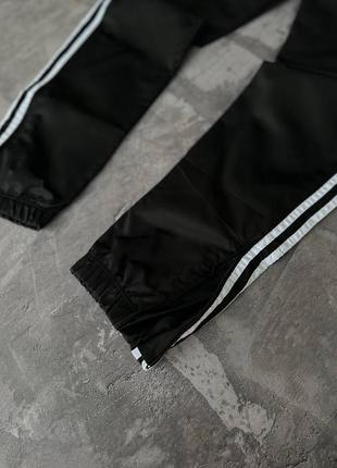 Чоловічий спортивний костюм adidas чорний з білим весняний осінній комплект адідас анорак + штани демісезонний (b)8 фото