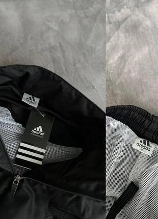 Чоловічий спортивний костюм adidas чорний з білим весняний осінній комплект адідас анорак + штани демісезонний (b)7 фото