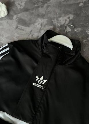 Чоловічий спортивний костюм adidas чорний з білим весняний осінній комплект адідас анорак + штани демісезонний (b)2 фото