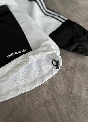 Чоловічий спортивний костюм adidas чорний з білим весняний осінній комплект адідас анорак + штани демісезонний (b)9 фото