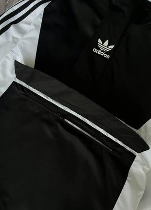 Чоловічий спортивний костюм adidas чорний з білим весняний осінній комплект адідас анорак + штани демісезонний (b)6 фото