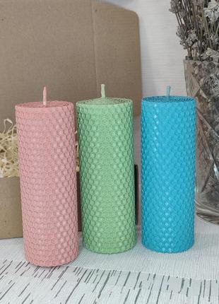 Набір декоративних натуральних свічок із вощини №6, 3шт./набір